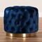 Baxton Studio Valeria Blue Velvet Upholstered Gold-Finished Button Tufted Ottoman 152-9376 - alternate 3